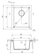 Zlewozmywak granitowy 1-komorowy podwieszany nero Corda Deante