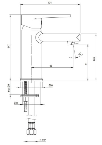 Bateria umywalkowa stojąca Tubo Deante chrom BUT020M