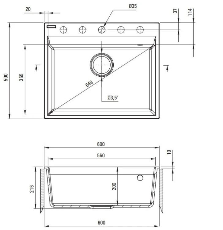 Zlewozmywak granitowy 1-komorowy beżowy Corio Deante
