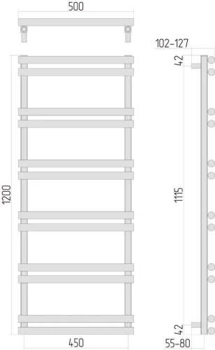 Grzejnik łazienkowy Sunerzha Apus 120x50 stal polerowana