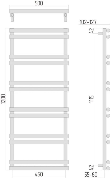 Grzejnik łazienkowy Sunerzha Apus 120x50 stal polerowana