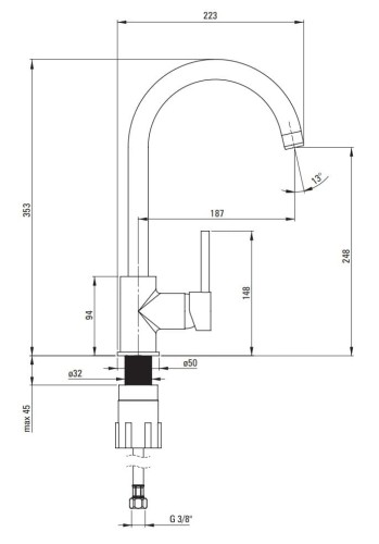 Bateria kuchenna stojąca chrom Aster Deante