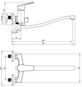 Bateria umywalkowa ścienna z wydłużoną wylewką Boro Deante
