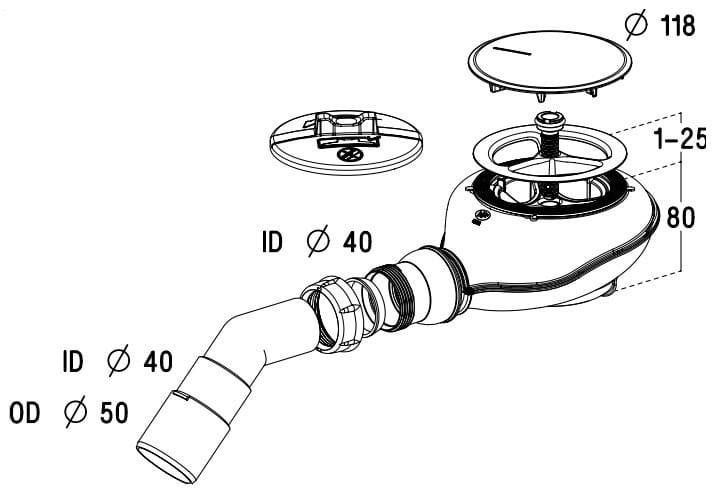 Syfon brodzikowy Radaway Turboflow 2 TB21 90mm