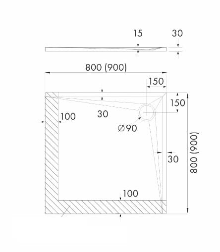Brodzik kwadratowy LIBRA CASHMERE STONE 90x90 Schedpol Schedline, kaszmir