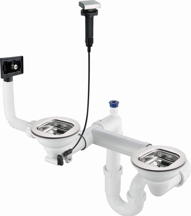 Syfon do zlewozmywaka stalowego 1.5- i 2-komorowego Deante