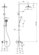 Deszczownica z baterią wannową chrom Tubo Deante