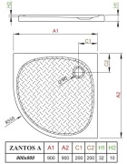 Brodzik płytki półokrągły Radaway Zantos A 90x90x3,2x1,0