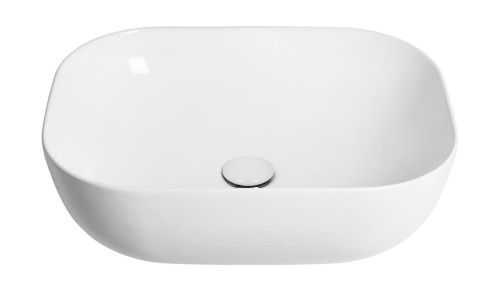 Umywalka nablatowa mono prostokątna 460x320x140 mm z korkiem białym