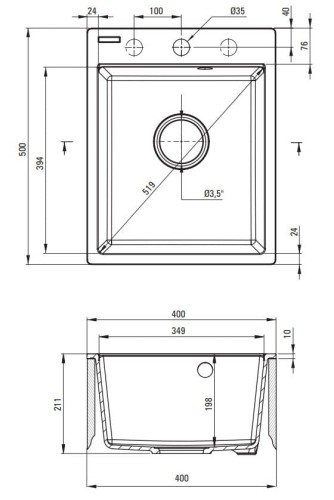 Zlewozmywak granitowy 1-komorowy Corio Deante piaskowy