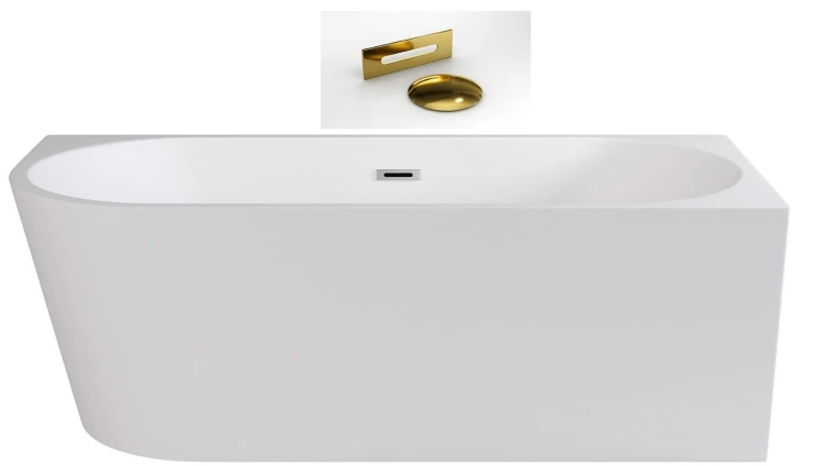 Wanna wolnostojąca Zoya Besco 150x75 prawa biała maskownice złote