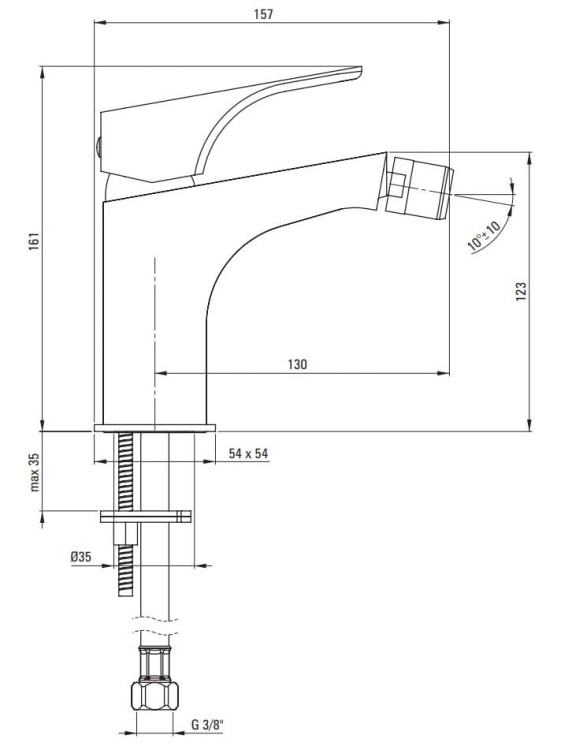 Bateria bidetowa stojąca chrom Hiacynt Deante