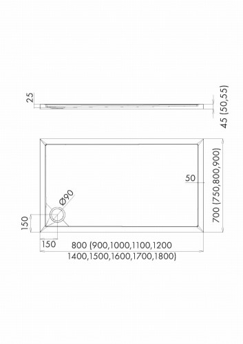 Brodzik prostokątny ESTIMA 70x110 Schedpol Schedline, biały