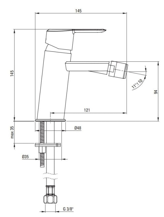 Bateria bidetowa stojąca Arnika Deante złota
