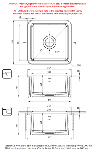 Zlewozmywak ceramiczny 1-komorowy biały Lumi Deante