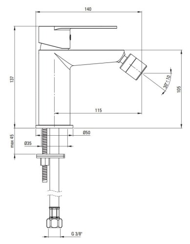 Bateria bidetowa stojąca złota Alpinia Deante