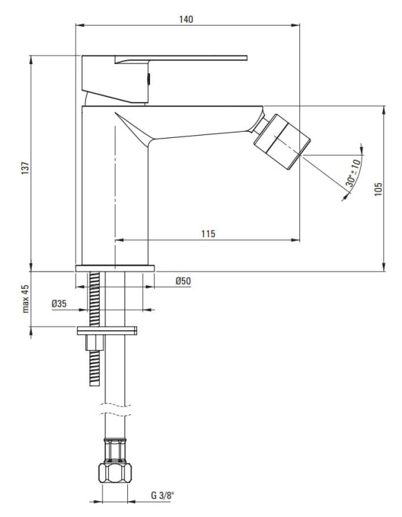 Bateria bidetowa stojąca złota Alpinia Deante