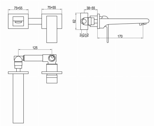Bateria umywalkowa podtynkowa Saxo KOHLMAN QW180S