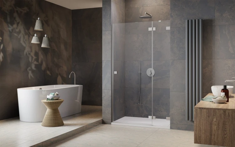 Drzwi prysznicowe Essenza Pro Brushed Nickel DWJ Radaway prawe nikiel