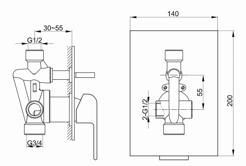 Bateria wannowa podtynkowa Saxo KOHLMAN QW210S