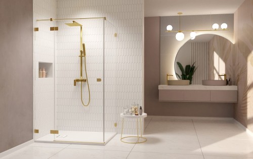 Kabina prysznicowa Essenza Pro Brushed Gold KDJ Radaway lewa złota
