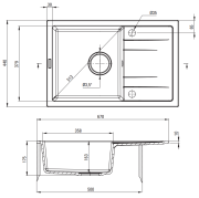 Zlewozmywak granitowy z baterią 1-komorowy z ociekaczem Corio Deante
