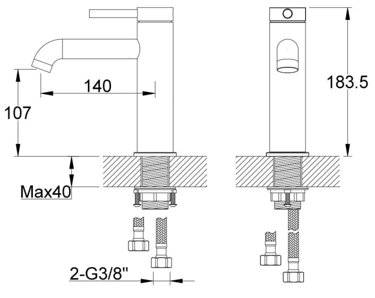 Bateria umywalkowa stojąca złota Axel Gold KOHLMAN QB105AGD