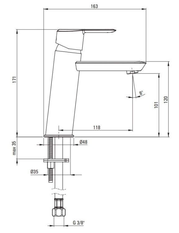 Bateria umywalkowa stojąca Arnika Deante złoto szczotkowane