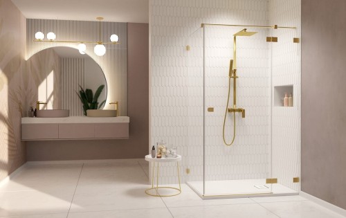 Kabina prysznicowa Essenza Pro Brushed Gold KDJ Radaway prawa złota