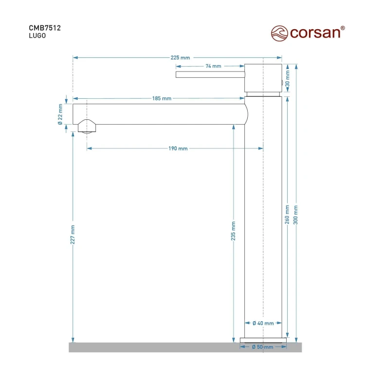 Bateria umywalkowa corsan cmb7512gm lugo wysoka gunmetal