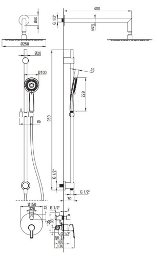 Zestaw prysznicowy podtynkowy chrom Arnika Deante