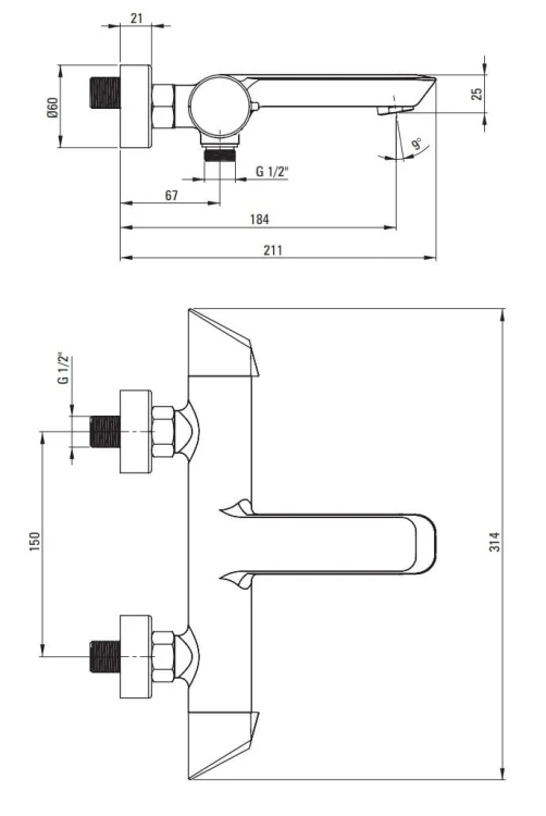 Bateria wannowa ścienna Arnika Deante złoto szczotkowane