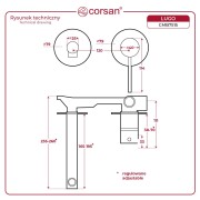 Bateria umywalkowa podtynkowa corsan cmb7515gm lugo z wylewką gunmetal