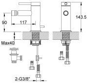 Bateria bidetowa stojąca Axel KOHLMAN QB130A