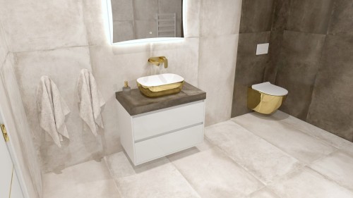 Umywalka nablatowa Costa Gold/White Lavita