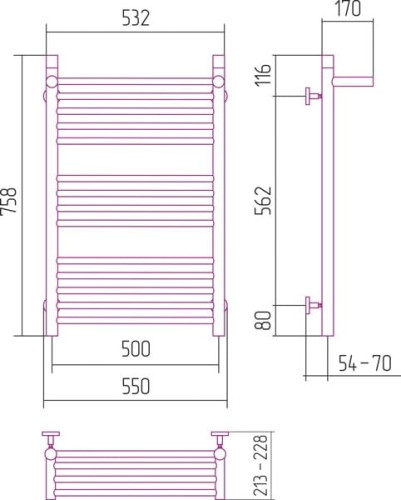 Grzejnik łazienkowy Sunerzha Bohemia P1 80x50cm stal polerowana