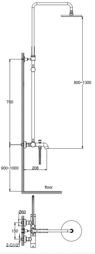 Zestaw wannowo-prysznicowy złoty Axel Gold KOHLMAN QW277AGD