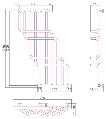 Grzejnik łazienkowy Sunerzha Cascade Bis 100x85cm stal polerowana