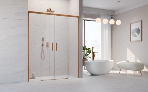Drzwi prysznicowe Idea Brushed Copper DWD Radaway szkło przejrzyste