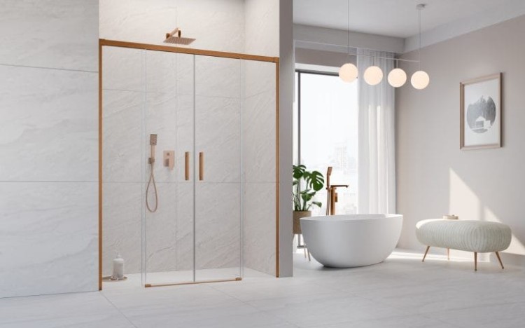 Drzwi prysznicowe Idea Brushed Copper DWD Radaway szkło przejrzyste