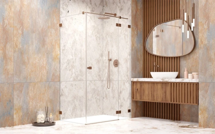 Kabina prysznicowa Essenza Pro Brushed Copper KDJ Radaway prawa miedź