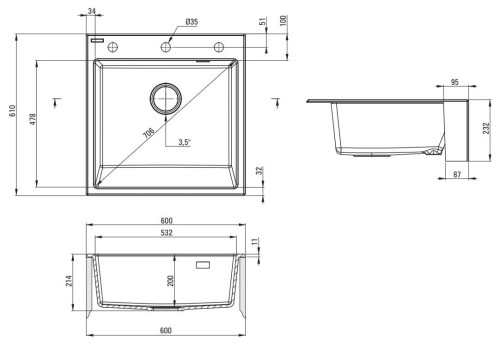 Zlewozmywak granitowy 1-komorowy Eridan Deante ZQE N10K