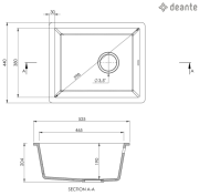 Zlewozmywak granitowy podwieszany antracyt metalik Ella Deante