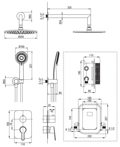 Zestaw prysznicowy podtynkowy z BOXem mieszaczowym Arnika Deante