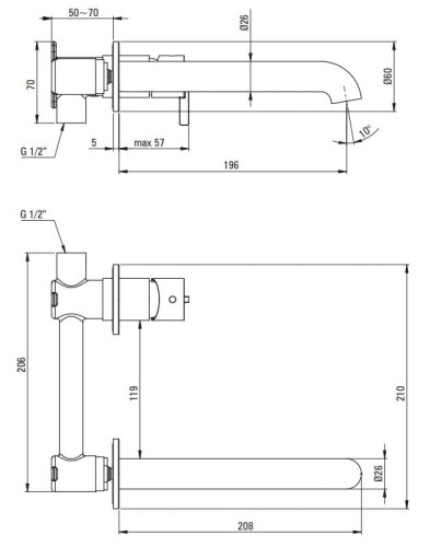 Bateria umywalkowa podtynkowa brąz szczotkowany Silia Deante