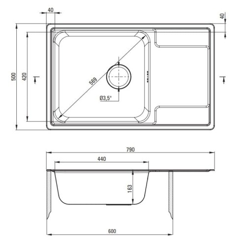Zlewozmywak stalowy 1-komorowy z ociekaczem Soul Deante dekor