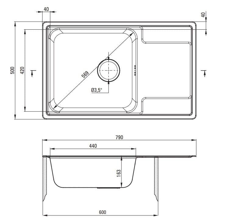 Zlewozmywak stalowy 1-komorowy z ociekaczem Soul Deante dekor