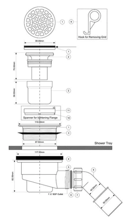 Syfon brodzikowy McAlpine HC27-SNBR stal szczotkowana