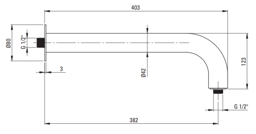Ramię ścienne do deszczownicy 38cm brąz szczotkowany Silia Deante