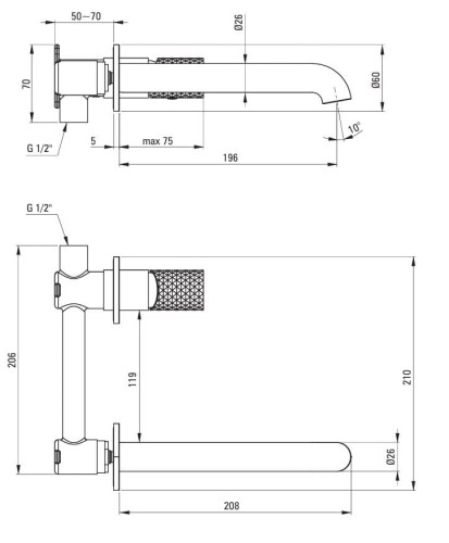 Bateria umywalkowa podtynkowa stal szczotkowana Silia Hexa Deante